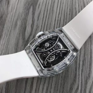 RMF复刻的理查德-米勒RICHARD MILLE 冰蓝水晶马球RM53-02腕表做工细节如何插图1