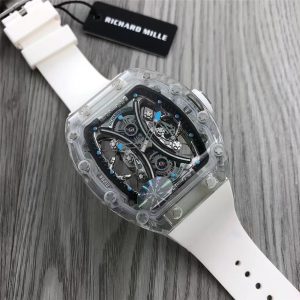 RMF复刻的理查德-米勒RICHARD MILLE 冰蓝水晶马球RM53-02腕表做工细节如何插图4