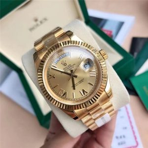 18k金劳力士金表装载瑞士原装eta-2836机芯劳力士复刻表星期日志怎么样插图2
