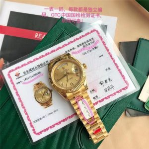 18k金劳力士金表装载瑞士原装eta-2836机芯劳力士复刻表星期日志怎么样插图