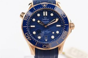 VS工厂海马300米全玫瑰金蓝盘怎么样（VS的欧米茄海马300米全玫瑰金蓝板复制手表能否通过柜台？）插图3